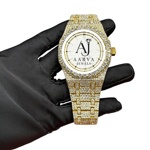 Montre mécanique analogique élégante avec cristaux, bracelet en acier inoxydable doré de 20 cm, affichage de la date, style bijoux pour femme - Product Image 1