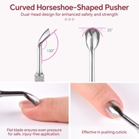 Pousse-cuticules double extrémité en acier inoxydable et éliminateur de peaux mortes, nettoyeur d'ongles réutilisable et durable, outil de manucure