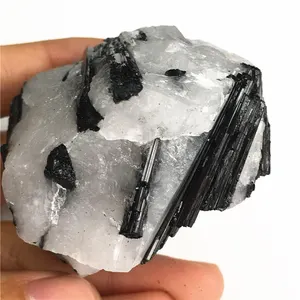 Natural raw Rock Mineral Specimen Healing Stone Black Tourmaline Crystal collection