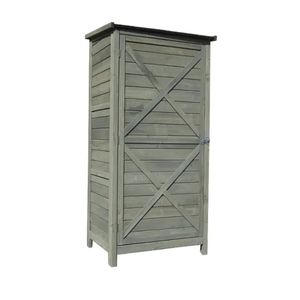 <span class=keywords><strong>Armoire</strong></span> de rangement extérieure en bois à une porte avec plusieurs cloisons de rangement à l'intérieur pour jardins, pelouses, terrasses et cours - Product Image 6