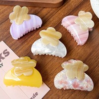Pince à Cheveux Fleur en Acétate Luxe Léger pour l'Été, Exquise, Iridescente, Premium, Écologique, Petite, pour Demi-queue de Cheveux Femme