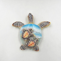 Artisanat en résine peint à la main sur mesure, aimants de réfrigérateur 3D, souvenirs de voyage créatifs, tortue de plage, tortue mère-enfant, aimants de réfrigérateur