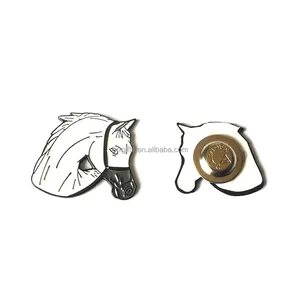Insignia de imán de esmalte de caballo blanco con PIN de animal lindo personalizado promocional, accesorio de teléfono pegatina de PIN de metal