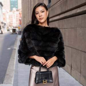 Fábrica personalizada Vendas Diretas Russo Sable <span class=keywords><strong>Fur</strong></span> Moda Uma Linha Pescoço Manto Design Pullover Real Mink <span class=keywords><strong>Fur</strong></span> Top Solto Para As Mulheres - Product Image 1