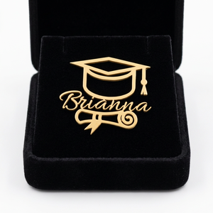 Broche Personalizado con Nombre para Graduación, Chapado en Oro de 18K al Vacío, Acero Inoxidable, Pin de Solapa con Letra Personalizada, Regalo - Product Image 2