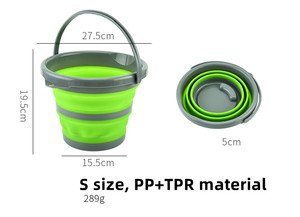 Seau pliable en silicone et plastique pour le nettoyage domestique, le camping et la pêche - Product Image 5