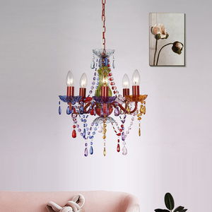 Đèn Treo Truyền Thống Kiểu Nến Nhỏ Đèn Chùm Phòng Ngủ Pha Lê Màu Hồng Acrylic Trang Trí Nhà Cổ Điển <span class=keywords><strong>5</strong></span> Cánh Giá Rẻ - Product Image 2