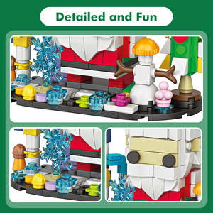 Christmas <b>Building</b> Blocks Set Ornaments City & Xmas Tree Decorations Indoor <b>Model</b> Toy ABS Plastic Educational Toy for Ages 6+ - Product Image 3