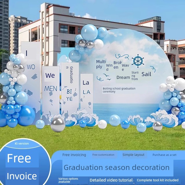 Digital Printed KT Board Balloon Backdrop with Sign-in Board, Kindergarten Graduation Children's Day Classroom Atmosphere Decor