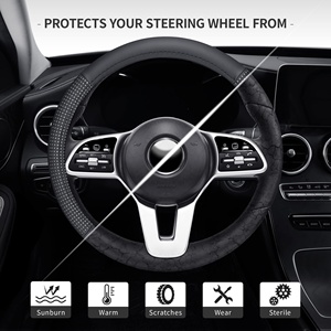 Funda Universal de cuero PU para volante de coche, antideslizante, sin olor, 15 pulgadas, venta al por mayor de fábrica - Product Image 3