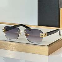 Lunettes de soleil de luxe sans monture à bords taillés avec verres UV400, rectangulaires, pour hommes et femmes, de haute qualité avec bords coupés