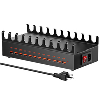 200W 24 Portlu USB Şarj İstasyonu 12 USBC 12 USBA Çoklu Portlu USB Şarj Cihazı, Akıllı Telefon ve Tabletler için Masaüstü Ticari Şarj Ünitesi