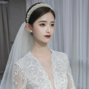 Diadema de Perlas para Novia, Estilo Europeo Americano, Adorno de Cabello con Cristales Barrocos, Aro para la Cabeza de Princesa Coreana para Damas - Product Image 3