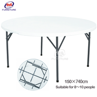 Table PC en HDPE ronde en plastique blanc 8-10 personnes Table à manger en gros Tables de banquet de Restaurant en plein air PC personnalisées