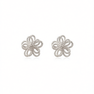 Orecchini a lobo con fiore in argento tibetano, gioielli classici in lega per unisex, orecchini alla moda placcati in oro bianco - Product Image 1