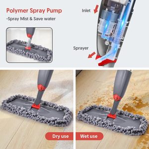 Ensemble de serpillière magique plate CF pour la maison et le commerce, 3 têtes de serpillière en microfibre avec un vaporisateur de 635 ml pour le nettoyage des sols avec une serpillière rotative - Product Image 4