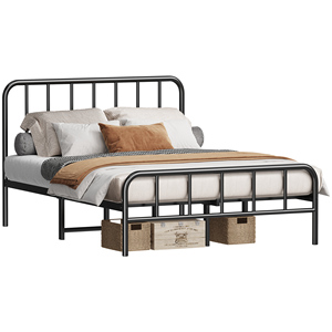 Base de <span class=keywords><strong>Cama</strong></span> <span class=keywords><strong>Doble</strong></span> Metálica de Hierro con Estructura de 2 Niveles, Somier de Láminas Metálicas, Camas de Tubo Metálico Tamaño Completo, Plataforma de Almacenamiento Tamaño Individual - Product Image 1