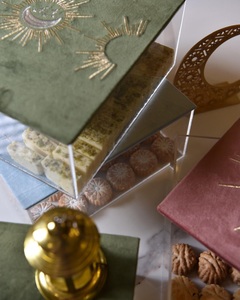 Caja de Regalo Personalizada para Dulces de Boda, Nueces, Pasteles, con Bordado de Sol en Terciopelo, para Barras de Chocolate, Dátiles y Galletas, para Invitados - Product Image 5
