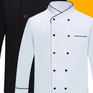 Algodón negro restaurante cocina Chef abrigo trabajo chaquetas uniforme profesional Unisex manga larga Chef ropa uniforme - Product Image 1