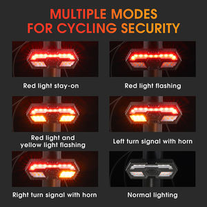 WEST BIKING Nouveau clignotant directionnel à télécommande USB avec klaxon et feu arrière LED pour vélo - Product Image 6
