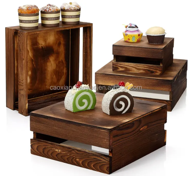 Morden Houten Mini Candy Dessert Cupcake Stand Display Met Haar Pin Benen En Storge Functie