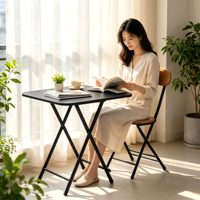 Tables et chaises de salle à manger en bois vintage de luxe avec pieds en métal pour appartement