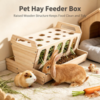 Support d'alimentation pratique en bois pour lapins, distributeur de foin multi-trous pour légumes, mangeoire d'intérieur pour animaux domestiques