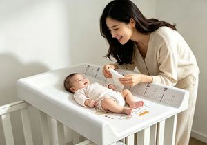Station de soin pour bébé surdimensionnée avec surface en PVC imperméable, rembourrage en mousse souple, panneau MDF robuste et stable - Product Image 3