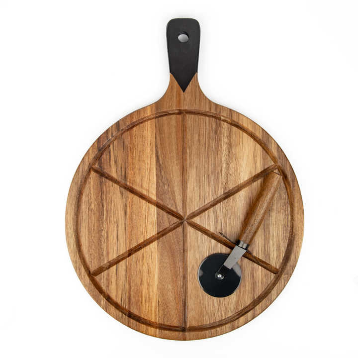 Home and Restaurant Wood Pizza Cutting Board with Handle Pizza Peel