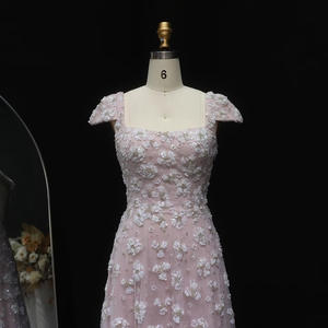 Jancember LSZ602 abito formale da sera con collo quadrato floreale rosa Chic - Product Image 3