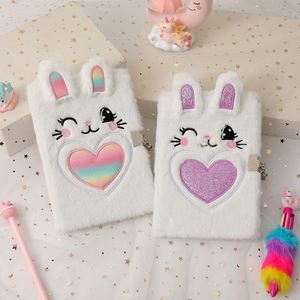 Carnet de notes moelleux pour enfants, journal intime lapin avec cadenas, jouets en peluche renard, cadeau pour adolescentes - Product Image 2