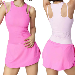 Short <span class=keywords><strong>de</strong></span> soutien-gorge <span class=keywords><strong>de</strong></span> tennis confortable à soutien élevé pour femmes jupes <span class=keywords><strong>de</strong></span> golf à motif solide tenues 2 pièces avec logo avant costumes <span class=keywords><strong>de</strong></span> golf sexy - Product Image 1