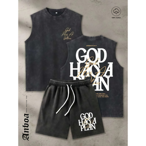 Conjunto de camiseta y pantalones cortos para hombre, de poliéster de secado rápido, con diseño personalizado, corte regular, con logotipo personalizado, para correr y para el gimnasio. - Product Image 4