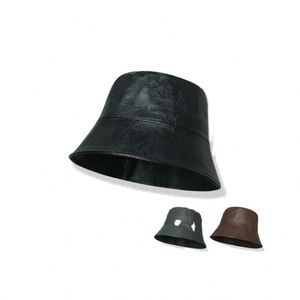 Unisex Custom Fisherman Wholesale Fashion Black Plain <b>Hat</b> High Quality Pu Leaer <b>Bucket</b> <b>Hats</b> for <b>Women</b> Men - Product Image 2