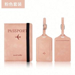 Passport Cover Luggage Tag Set PU Leather <b>RFID</b> <b>Blocking</b> Portable Fashion Travel <b>Wallet</b> Card Holder Custom Logo Custom Design - Product Image 1