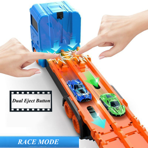 Camion transporteur de voitures en plastique bimode, transformable, extensible, portable, avec poignée, fonction de glissement et d'éjection par friction - Product Image 3