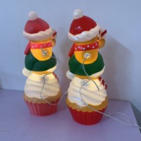 Support de Présentation de Cupcakes en Plastique Léger et Creux avec Éclairage Intégré, Motif Garçon en Pain d'Épices, Décoration de Noël, Vente en Gros pour Distributeurs