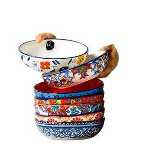 Vaisselle en céramique peinte à la main, style pastoral, assiettes ménagères, assiettes à manger - Product Image 1