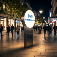 Boîte lumineuse publicitaire solaire KHT, étanche IP65, en aluminium + acrylique/film UV, panneau LED extérieur, batterie 288Wh, écologique, carré
