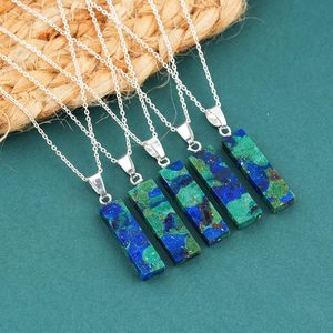 Lapis Lazuli Pendant <b>Necklace</b> Prong Setting Rectangular Shape Unisex Everyday Wear - Product Image 5
