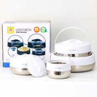 Ensemble de 4 casseroles grande capacité en acier inoxydable noir, chauffe-plats double couche, ensemble de marmites, boîte à lunch en plastique, récipient alimentaire