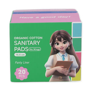 थोक इन-स्टॉक कार्बनिक कपास 155 मिमी सैनिटरी नैपकिन पैंटी लाइनर महिलाओं के लिए प्रमाणित कपास पैड - Product Image 3