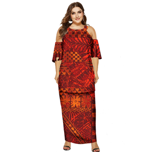 Conjunto Puletasi <span class=keywords><strong>de</strong></span> Samoa Nuevo, Diseño Tribal Polinesio Personalizado, Conjunto <span class=keywords><strong>de</strong></span> 2 Piezas para <span class=keywords><strong>Mujer</strong></span>, Vestidos Isleños, Spandex/Poliéster - Product Image 4