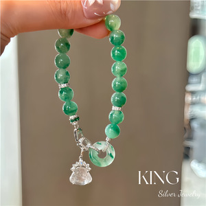 Pendentif Bouddha en argent KING, argent sterling S925, jade translucide, thème animal, à porter au quotidien - Product Image 2