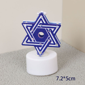 <span class=keywords><strong>Lampe</strong></span> LED en alliage sur le thème de Hanoucca, mini <span class=keywords><strong>lampe</strong></span> de Hanoucca, ornement de bureau, décoration de fête juive, or/bleu/blanc, personnalisable - Product Image 1