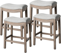 Tabouret de bar moderne sans dossier avec siège rembourré - Tabouret de comptoir en bois pour salle à manger/bar - Facile à nettoyer - Capacité de 300 lb