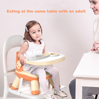 Precioso asiento elevador portátil multifuncional barato, mesa de comedor para bebé, silla pequeña para bebé con sonido