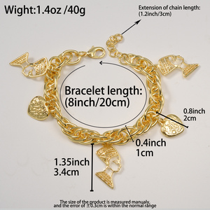 embossed egyptian queen heart charm chunky <b>copper</b> shiny personnalisé women fashion daily wholesale 18k gold plated <b>bracelet</b> - Product Image 6