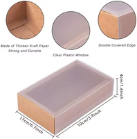 Boîte d'emballage coulissante en gros en papier kraft avec fenêtre transparente, petite boîte cadeau de boutique avec manchon en PVC dépoli