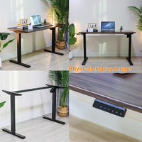Bureau Électrique Monomoteur Économique, Table Élévatrice Informatique Assis-Debout à Hauteur Réglable avec Cadre Blanc